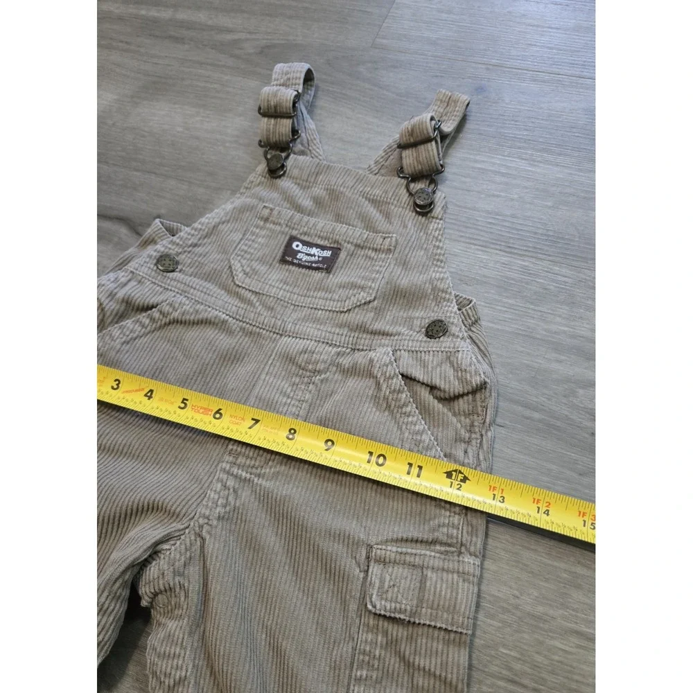 OshKosh B'gosh Vintage Brown Corduroy Vestbak Overalls Size 18M Cargo Bib
